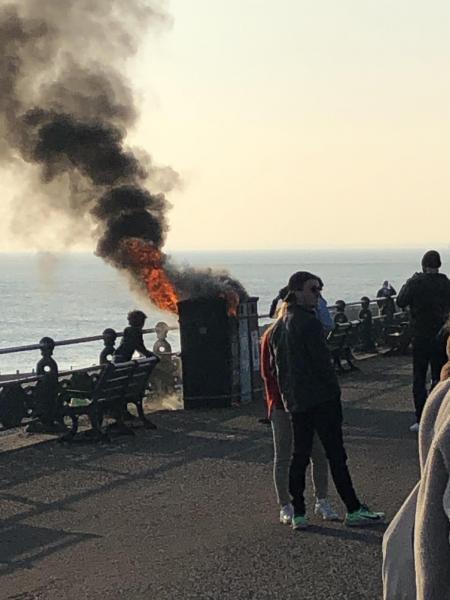 Fire starts after barbecue thrown in bin on Hove seafront