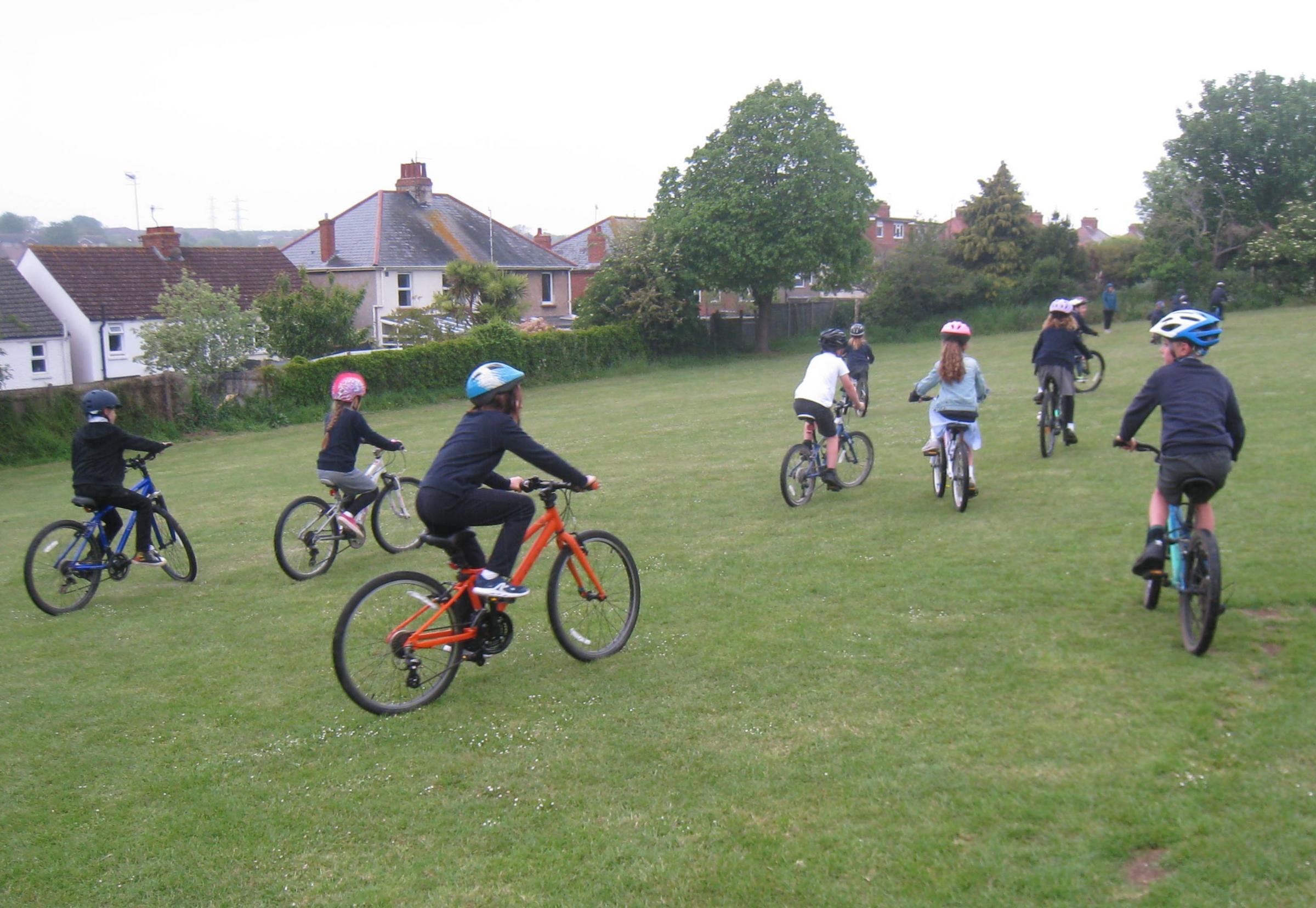 Children at Peter Gladwin during summer bike club