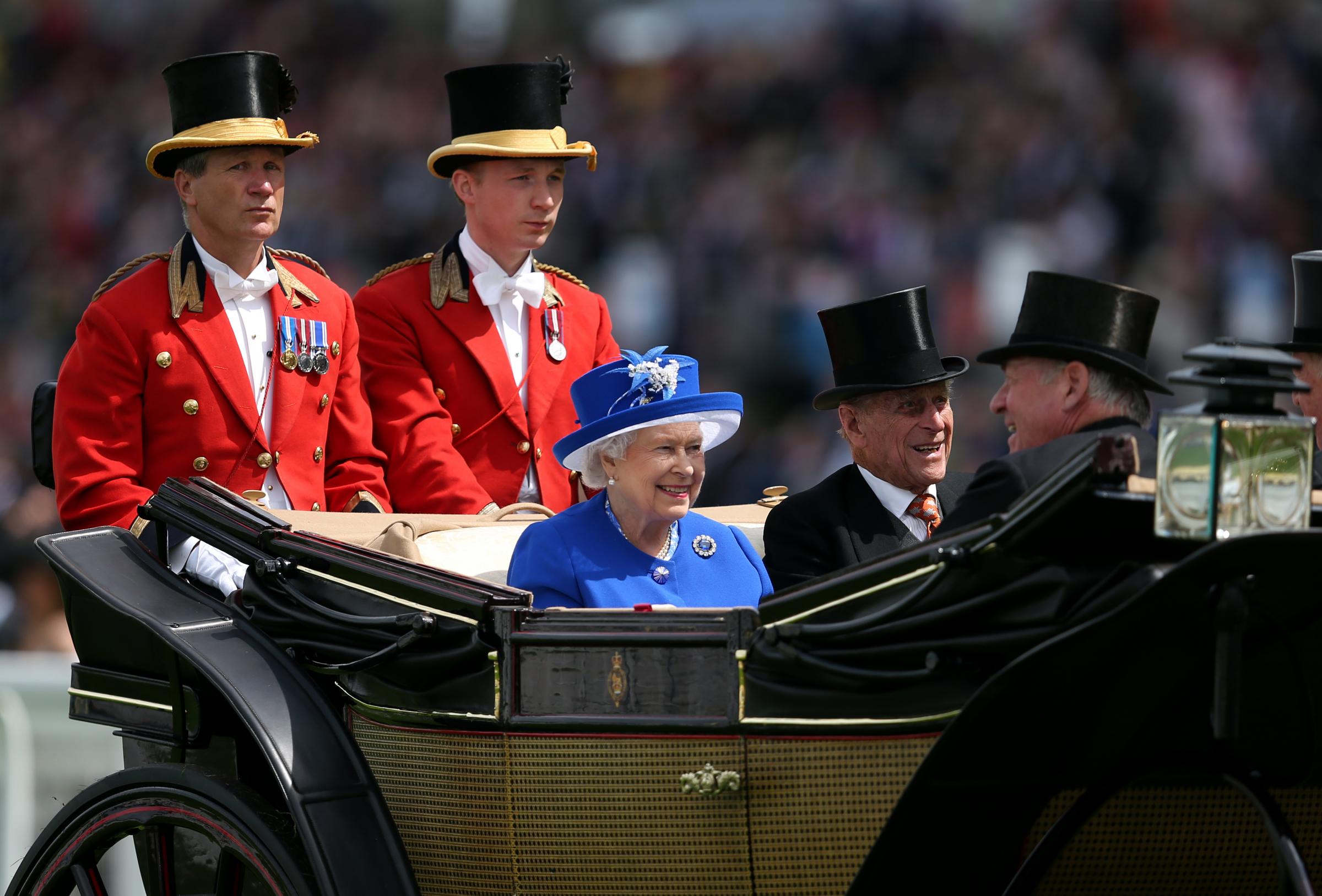 File photo dated 17/06/15 of Queen Elizabeth ll and Duke of Edinburgh with Lord Samuel Vestey (right) arriving on day two of the 2015 Royal Ascot Meeting at Ascot Racecourse, Berkshire. The Queens friend and former Master of the Horse Lord Vestey has