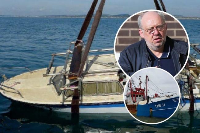 David Brooks Marr denies failing to set a proper watch on board the fishing trawler Vertrouwen, inset, which caused men's deaths off the coast of Shoreham