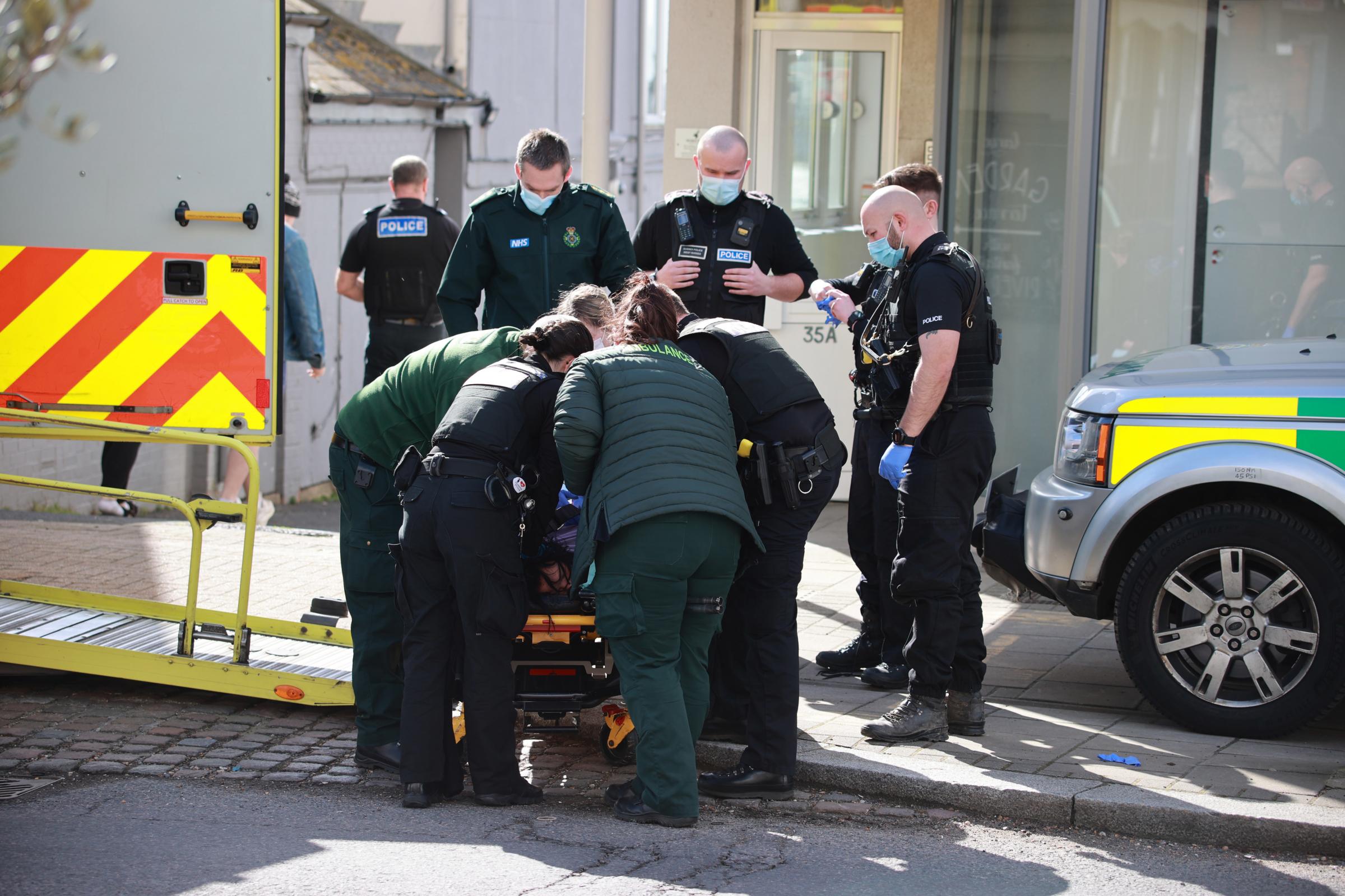 Police and paramedics were called over reports of a woman in distress in Shoreham High Street