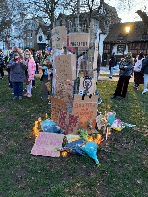 Pictures from the vigil in memory of Sarah Everard in Brighton, where police issued eight fines and made one arrest for breaches of the coronavirus lockdown rules