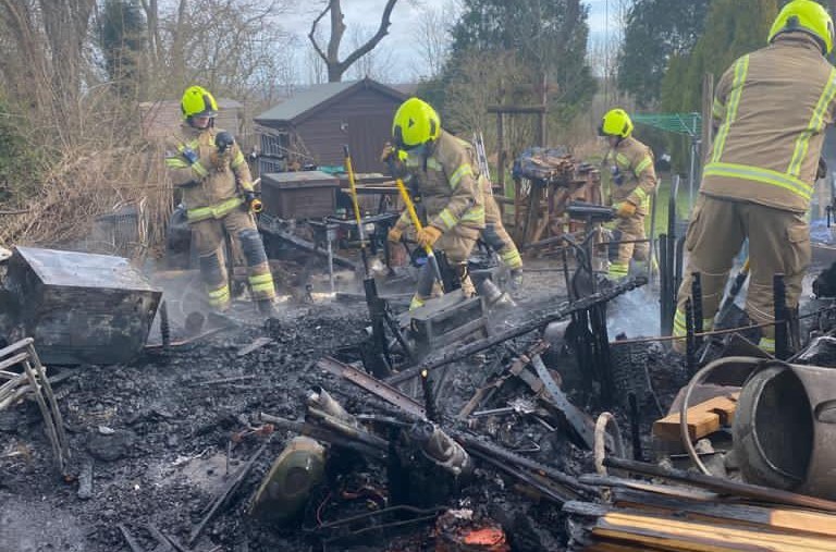 Firefighters stopped a shed fire in Sharpthorne spreading to a nearby house