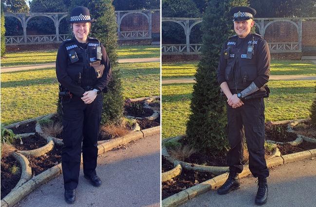 PC Donna King and PC Daniel Churchyard have been praised for their compassion and professionalismin helping a suicidal woman get mental health treatment