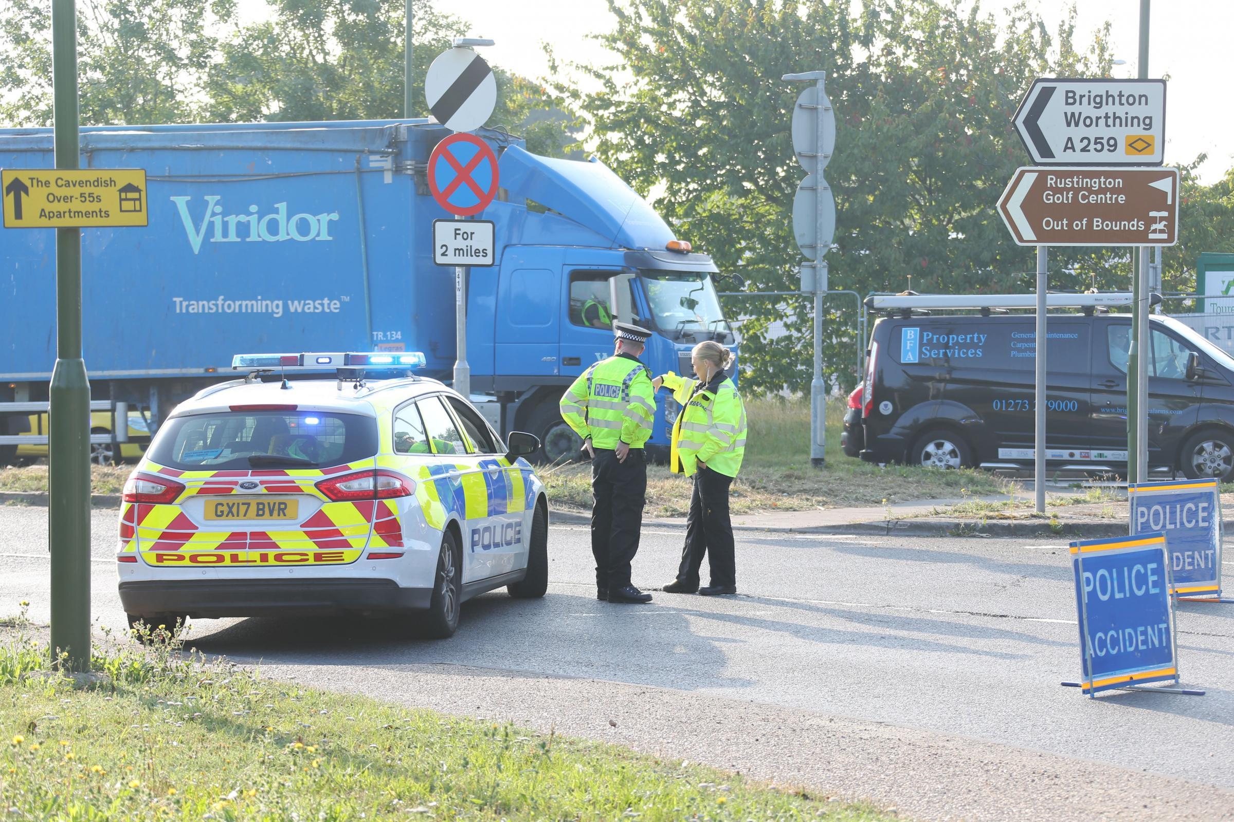 James MacKie is accused of causing death by either dangerous or careless driving after cyclist Simon Jones, 48, died on the A259 Worthing Road, Wick