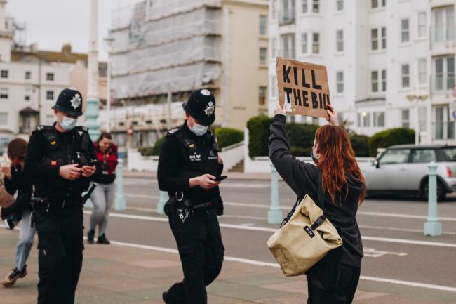 Kill the Bill protest on Brighton seafront Credit: Natasa Leoni