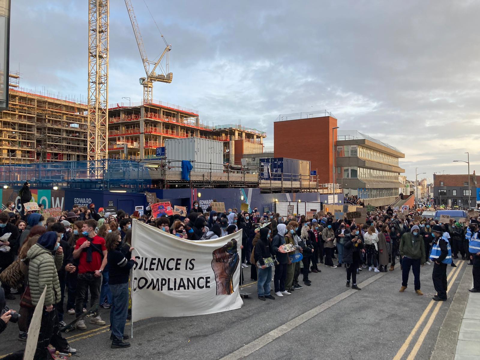 In pictures: hundreds took to the streets of Brighton to take part in a Kill the Bill protest, opposing the governments new Police, Crime, Sentencing and Courts bill which would grant police powers to restrict future demonstrations