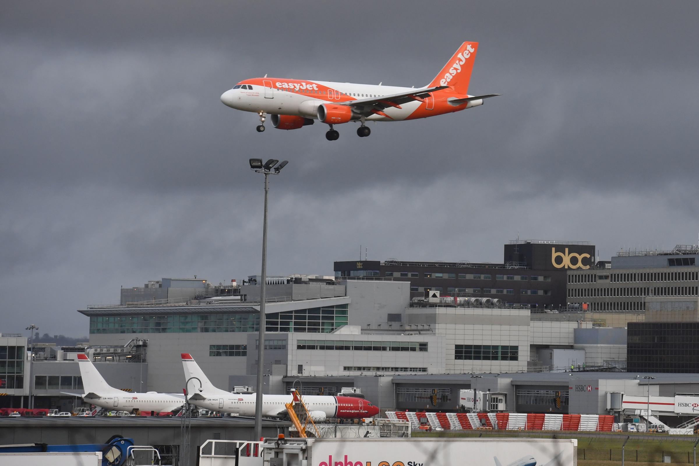 An EasyJet plane on its final approach before landing at Gatwick airport, which has been closed after drones were spotted over the airfield Wednesday night and throughout Thursday. PRESS ASSOCIATION Photo. Picture date: Friday December 21, 2018. See PA