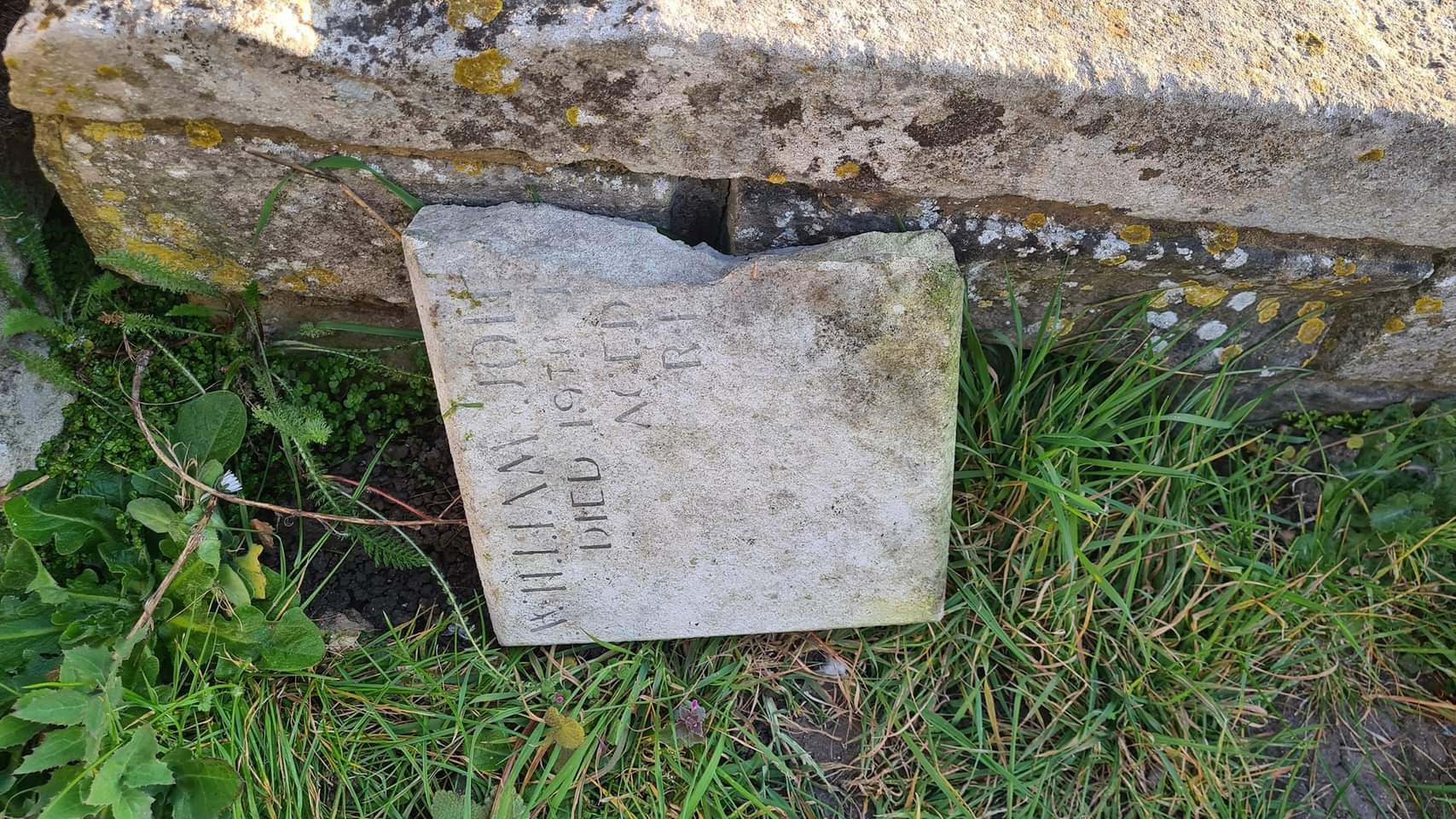 Gravestones damaged in St Andrews Church, Hove