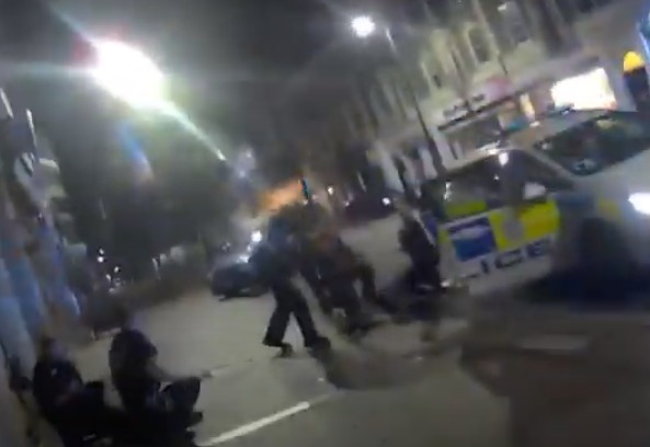 Footage shows Cunningham under arrest just feet away from where he stabbed PC Richard Bligh in Eastbourne