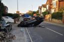 A car has been destroyed in a five-vehicle crash in Littlehampton