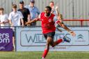 Shiloh Remy celebrates his late Eastbourne Borough winner. Picture: lydiaredmanphotography.co.uk