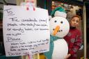 Shopkeeper Soly Daneshmand is appealing for the return of the snowman (similar to the one pictured here)