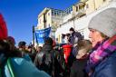 Crowds at the NHS march at the Royal Sussex County Hospital in Brighton