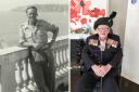 Charles Ward celebrated his 104th birthday last week. Left, Charles aged 27 in 1945. Right, at his care home for his birthday
