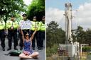 The Planning Inspectorate has overturned a decision to stop more testing at the Balcombe oil site. Left, protests at the site in 2013. Right, the exploration drill