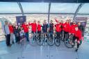 Daley Thompson, left, with cyclists launching the Bristol to Brighton bike ride