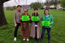 Daniel Rue, left, Norma Fletcher, Caroline Lucas and Sophie Broadbent were out campaigning in Patcham