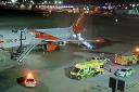 Emergency services met an easyJet plane at London Gatwick