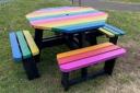 The new rainbow picnic table