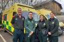 James Trenerry with ambulance crew Zoe Pemble and Louise Thomas as well as critical care paramedic Richard Brandon