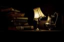 Books and a lamp.