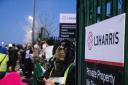 Activists blocked gates at the arms factory in Moulsecoomb