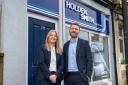 Jess McKenzie and David Bancroft outside Holden Smith's new Queensbury office