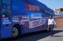 Prime Minister Rishi Sunak at the launch of the Conservative campaign bus (Jonathan Brady/PA)