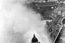 Eastbourne Pier on fire in 1970