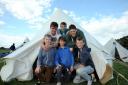 Adam Sander, Jack Lee, Jack Sherlock, Sam Sweitzer, Harry Newman and Eliot Yates outside their tent.
