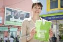 Caroline Lucas launches her campaign for the Green Party in Brighton.  Picture: Hannah Brackenbury