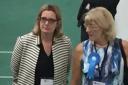 Amber Rudd, pictured left, at the election count
