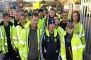 Brighton and Hove refuse collectors at the Hollingdean depot, where some staged a walkout yesterday