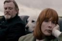 Brendan Gleeson, Bruno the Labrador and Kelly Reilly take a ride in Calvary