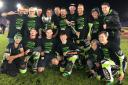 Eastbourne Eagles celebrate winning the league title at Mildenhall