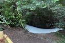 Mysterious white liquid has returned to Pook Stream near Burgess Hill