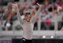 Simone Biles waves during introductions for the US Gymnastics Championships in Fort Worth, Texas (Julio Cortez/AP)