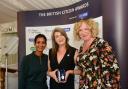 Catherine Fowler, from Worthing, centre, with TV presenter Naga Munchetty, left, and Wendy Pretten