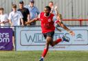 Shiloh Remy celebrates his late Eastbourne Borough winner. Picture: lydiaredmanphotography.co.uk