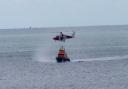 Lifeboats and a coastguard helicopter were spotted off the coast of Brighton yesterday evening: credit - Shoreham RNLI