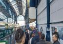 Queues at Brighton train station for replacement buses