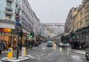 Snow in North Street in Brighton