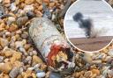 Mathew Medway-Gash discovered the 'bomb' while walking along Brighton beach on New Year's Day