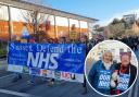 Sussex Defend the NHS March with protesters inset