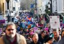 Thousands of people marching in Trafalgar Street in Brighton