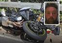 Leigh Garside, inset, crash into a motorcyclist while drink driving