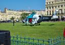 An air ambulance has landed in Hove Lawns