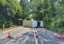 The van toppled over on the A22 this afternoon