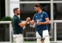 Luke Wright greets Josh Tongue during a nets session at Lord’s ahead of the second Ashes Test